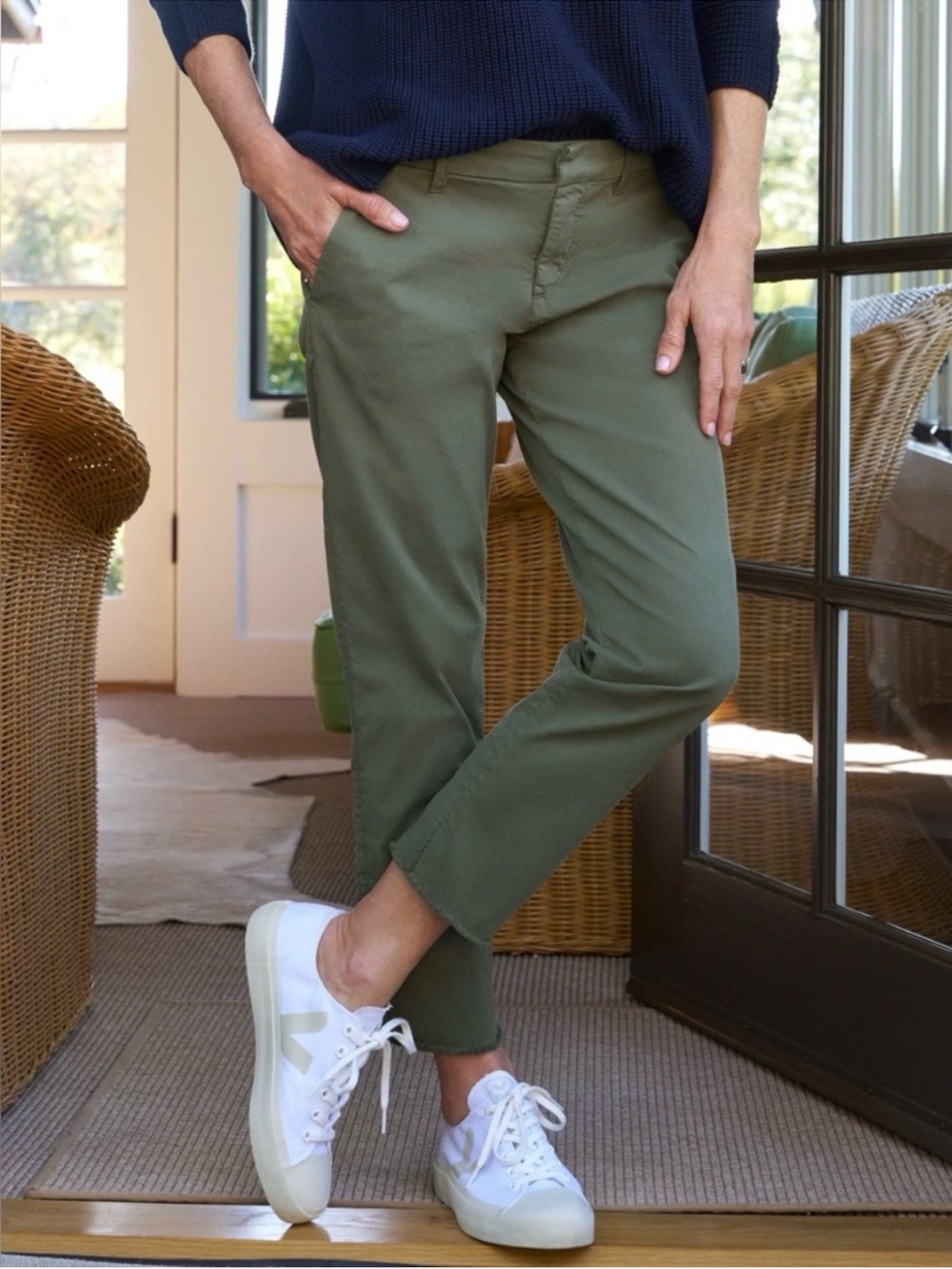 Frank & Eileen Wicklow Italian Crop Chinos Army 10